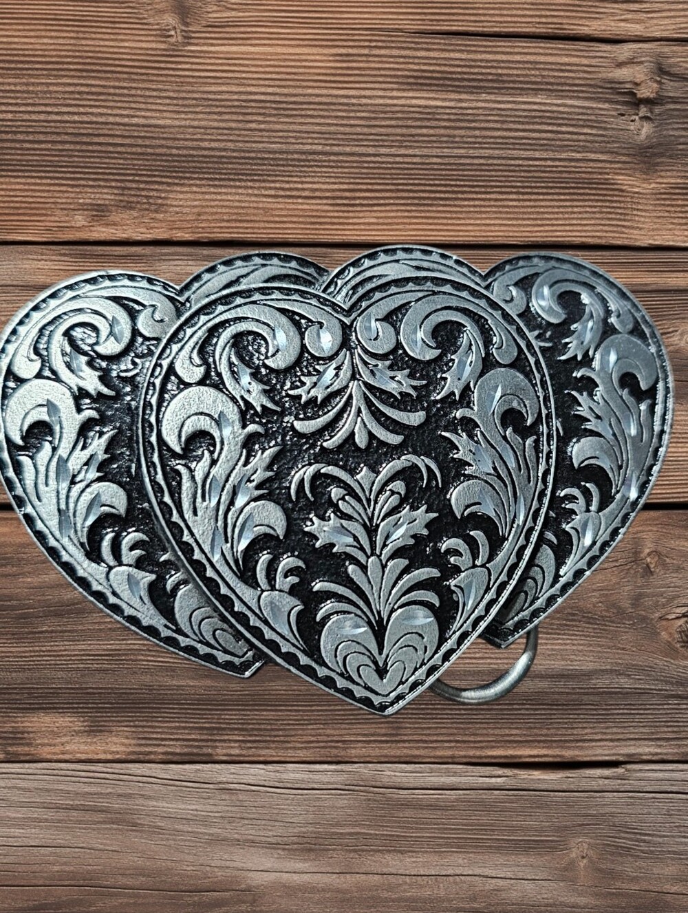 Western Belt Buckle Featuring Hearts